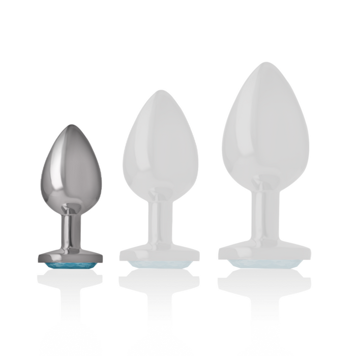 Intense - Plug Anal Metal Aluminio Con Cristal Azul Talla S