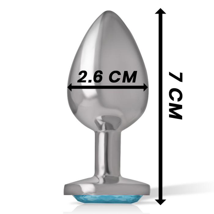 Intense - Plug Anal Metal Aluminio Con Cristal Azul Talla S
