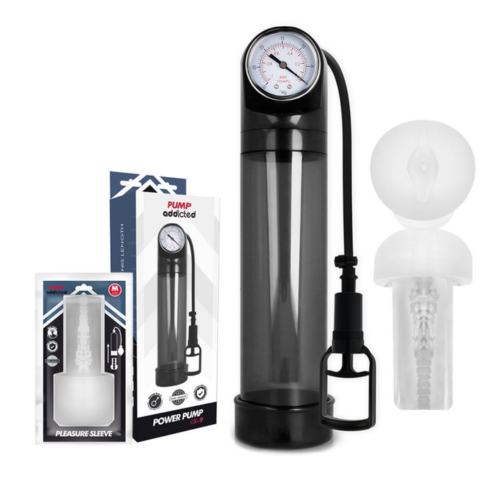 Pump Addicted - Bomba Erección Rx9 Negro Con Masturbador