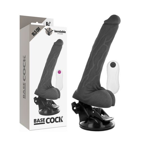 Basecock - Vibrador Realístico Articulable Control Remoto Negro 18.5 Cm -o- 4 Cm