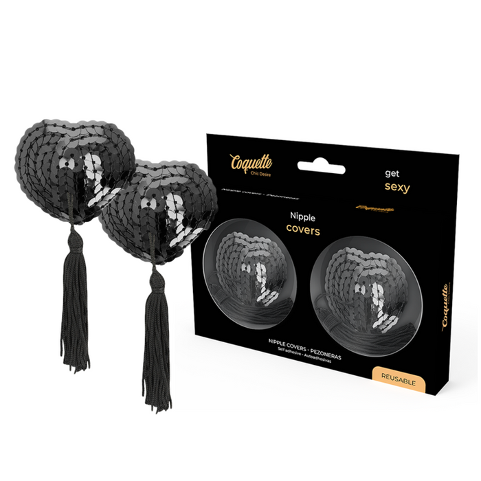 Coquette Chic Desire - Cubre Pezones Negro Lentejuelas