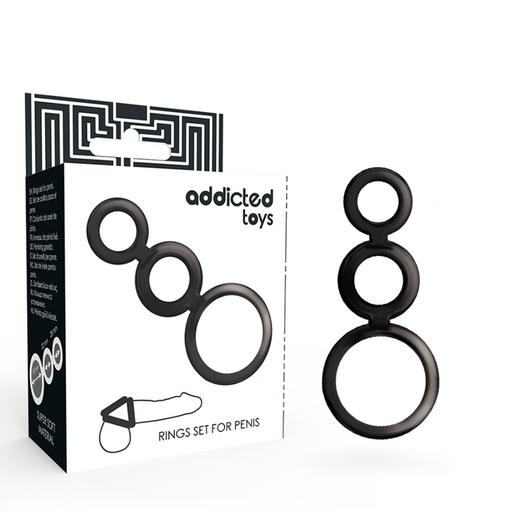 Addicted Toys - Set Anillos Pene Y Testículos - Ahumado