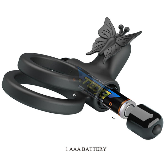 Pretty Love - Doble Anillo Vibrador Con Estimulador Negro