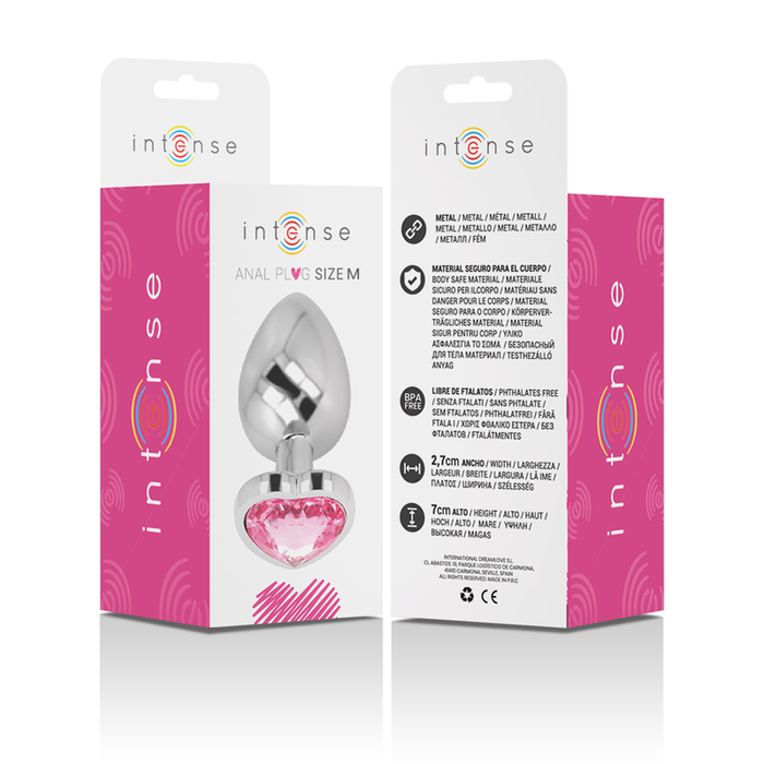 Intense - Plug Anal Metal Aluminio Corazón Rosa Talla M