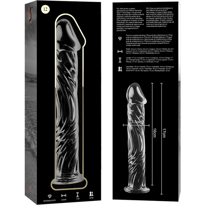 Nebula Series By Ibiza - Modelo 12 Dildo Cristal Transparente 17 Cm -o- 3.5 Cm