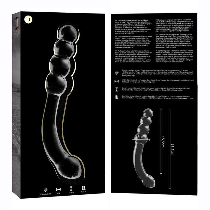 Nebula Series By Ibiza - Modelo 14 Dildo Cristal Transparente 18.5 Cm -o- 3 Cm