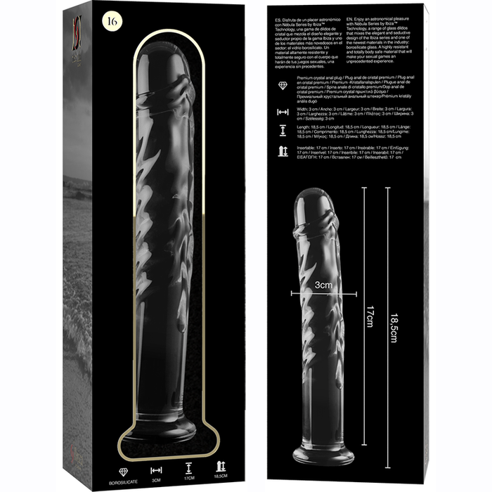 Nebula Series By Ibiza - Modelo 16 Dildo Cristal Transparente 18.5 Cm -o- 3 Cm