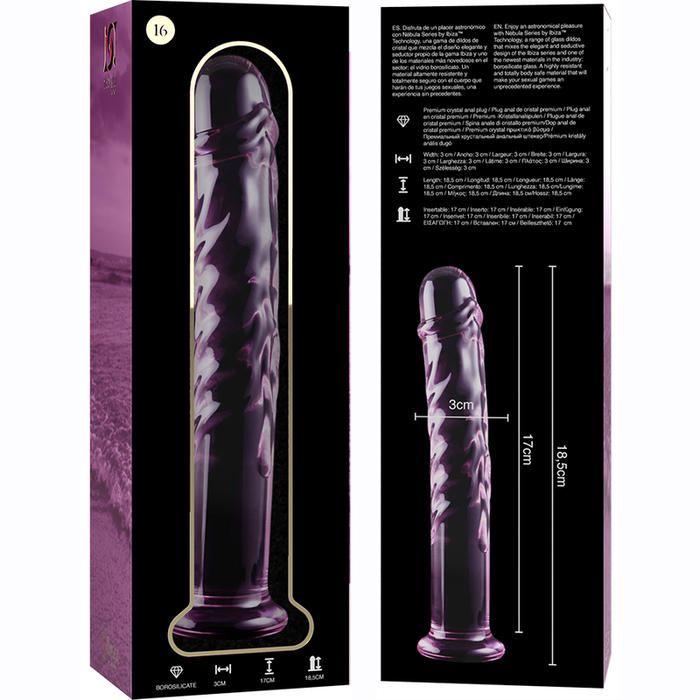 Nebula Series By Ibiza - Modelo 16 Dildo Cristal Rosa 18.5 Cm -o- 3 Cm