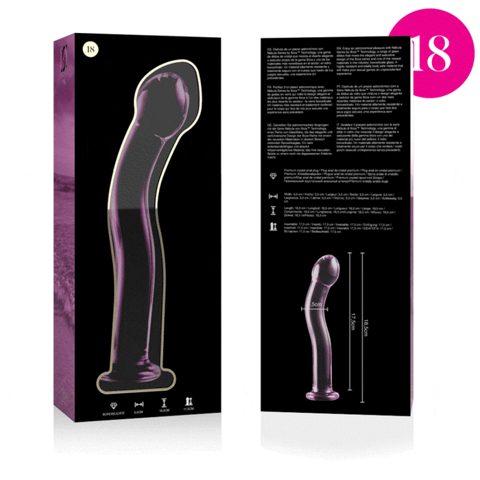 Nebula Series By Ibiza - Modelo 18 Dildo Cristal Rosa 18.5 Cm -o- 3.5 Cm