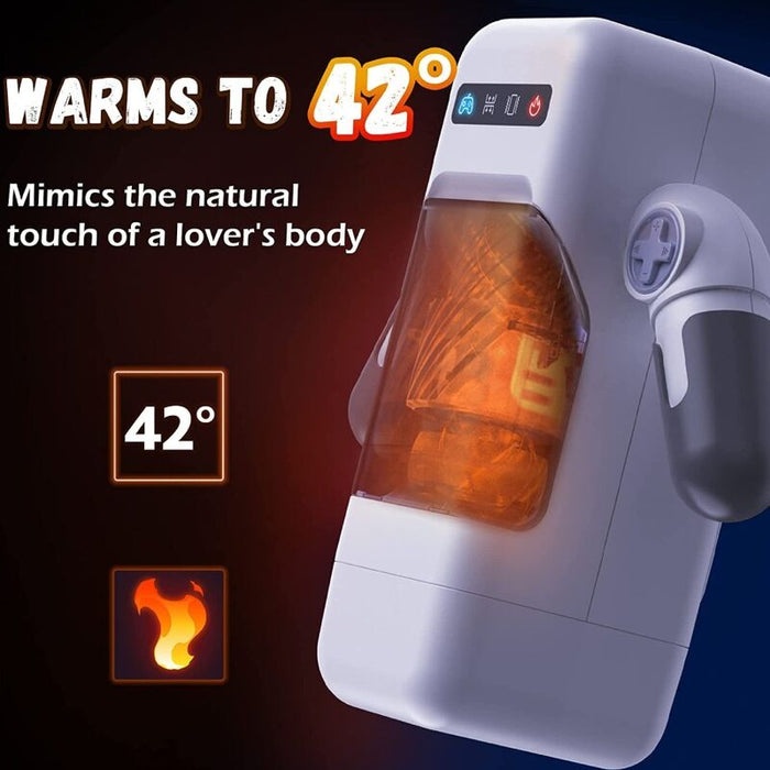 Masturbador  Game Cup  Masculino Con Vibración Y Función Calor Con Soporte Para Móviles - Negro