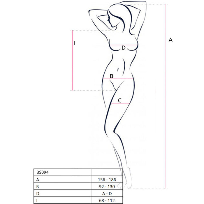 Passion - Bs094 Bodystocking Blanco Talla Única