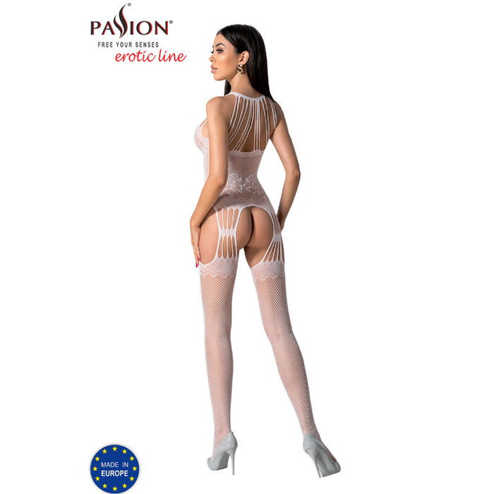 Passion - Bs095 Bodystocking Blanco Talla Unica
