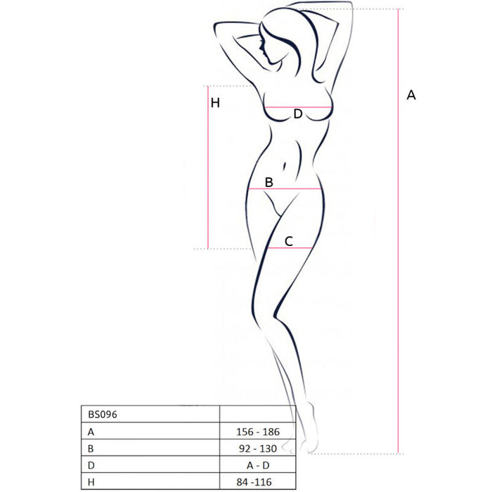 Passion - Bs096 Bodystocking Negro Talla Única