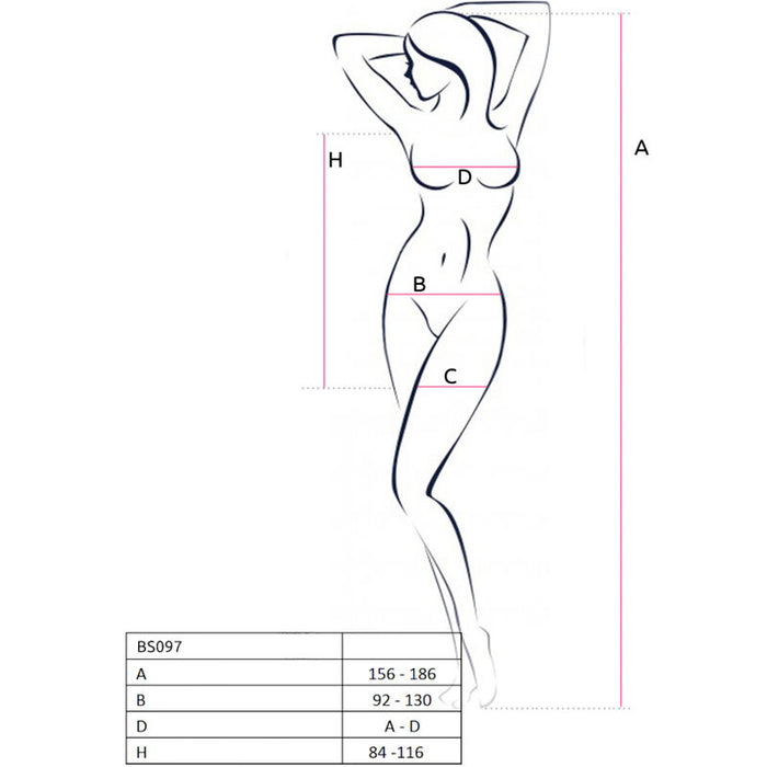 Passion - Bs097 Bodystocking Blanco Talla Única