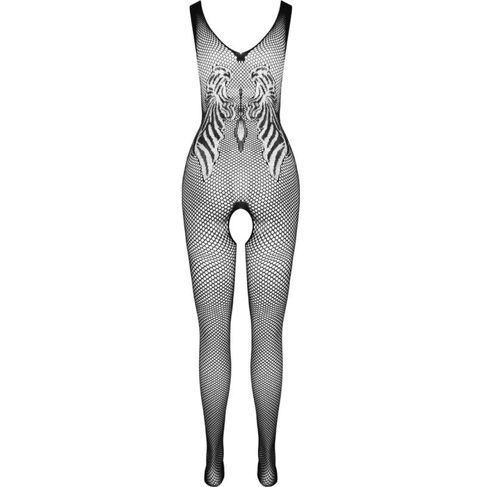 Passion - Bs098 Bodystocking Negro Talla Única
