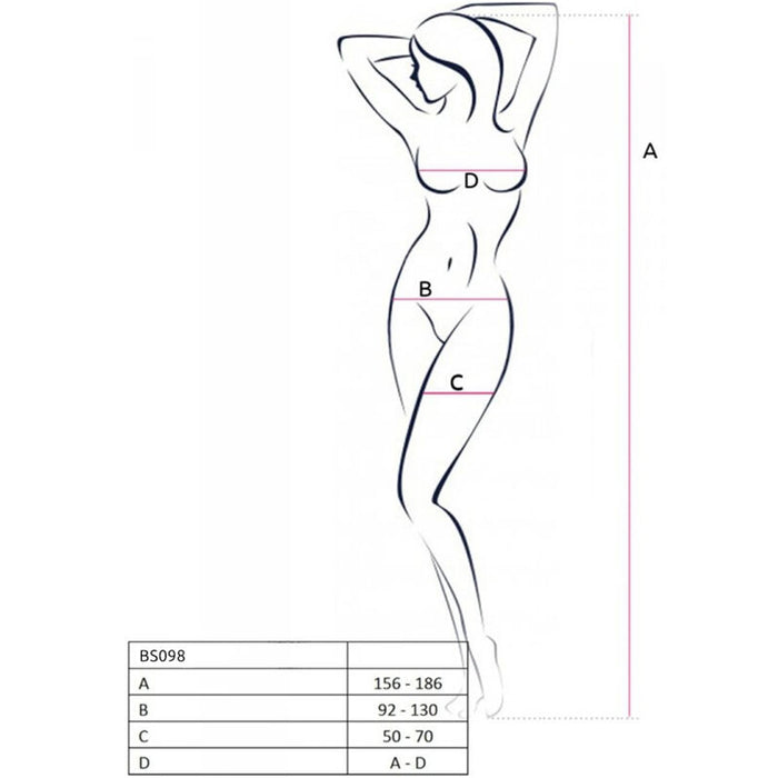 Passion - Bs098 Bodystocking Negro Talla Única