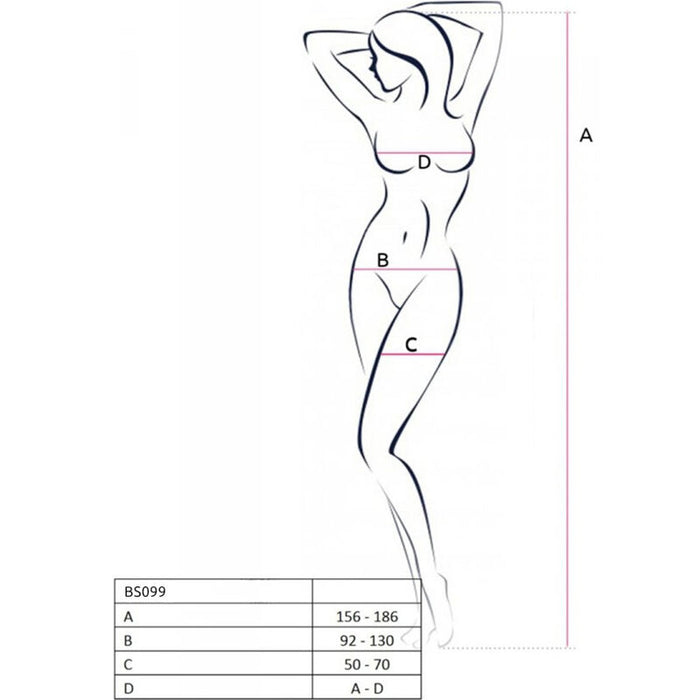 Passion - Bs099 Bodystocking Blanco Talla Única