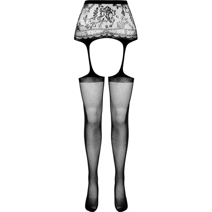 Passion - S028 Medias Con Liguero Negro Talla Única