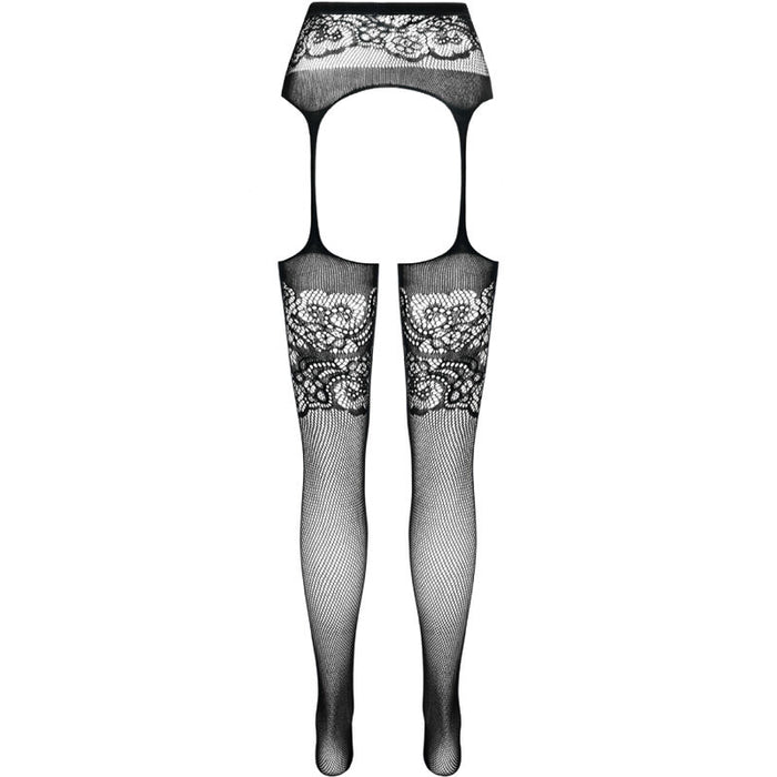 Passion - S029 Medias Con Liguero Negro Talla Unica