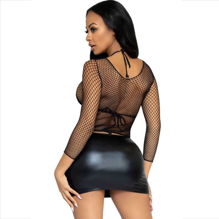 Leg Avenue - Camiseta Red Manga Larga Negro