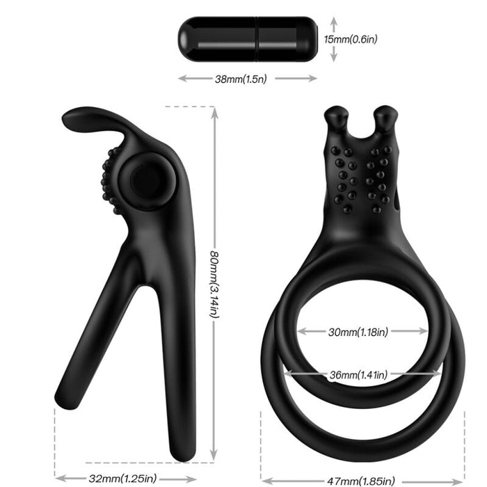 Armony - Traveler Anillo Doble Vibrador Pareja Rabbit Negro