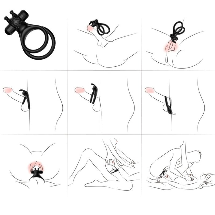 Armony - Traveler Anillo Doble Vibrador Pareja Rabbit Negro