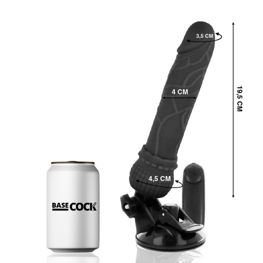 Basecock - Vibrador Realístico Control Remoto Negro 19.5 Cm -o- 4 Cm
