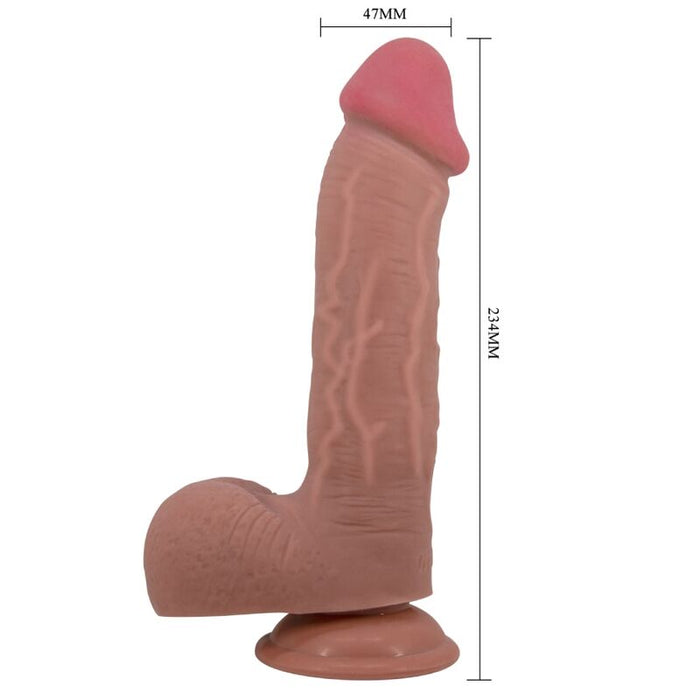 Pretty Love - Sliding Skin Series Dildo Realístico Con Ventosa Piel Deslizante Mulato 23.4 Cm