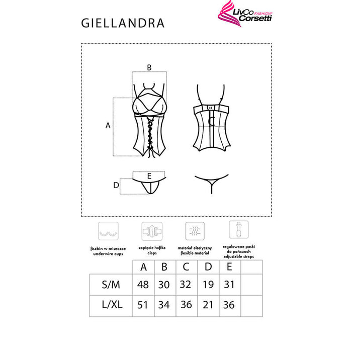 Livco Corsetti Fashion - Giellandra For The Senses Collection Corset + Panty Negro S/M