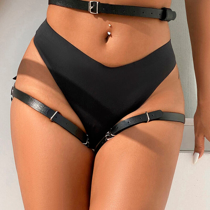 Subblime - Arnés Cintura Y Piernas Cuero Negro Talla Única