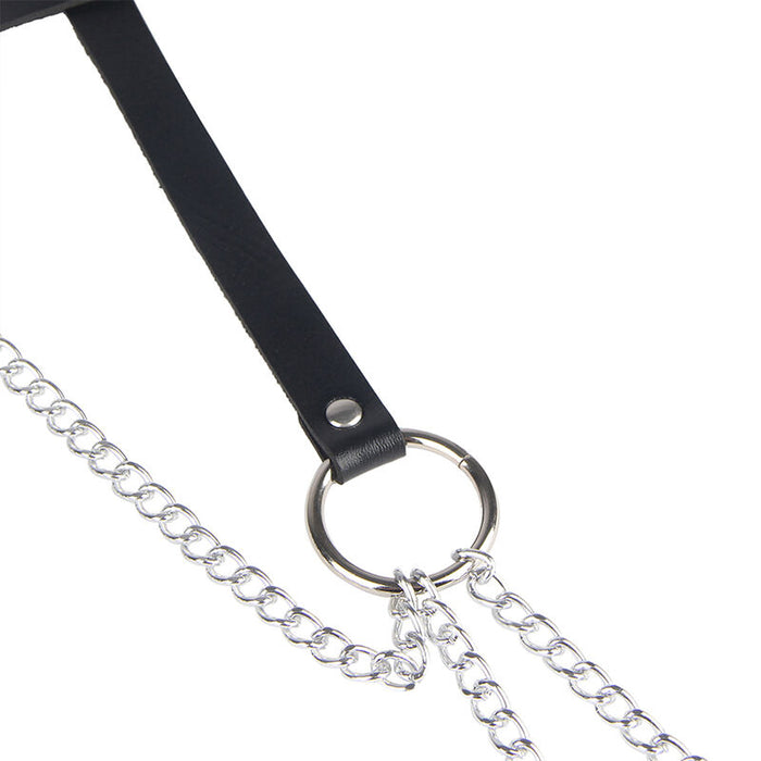Subblime - Cinturon De Cadenas Anillas Cuero Negro Talla Única