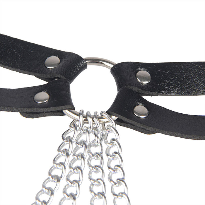 Subblime - Cinturon De Cadenas Anillas Cuero Negro Talla Única