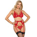 Subblime - Set De 3 Piezas Sujetador + Tanga + Liga Encaje Rojo S/m