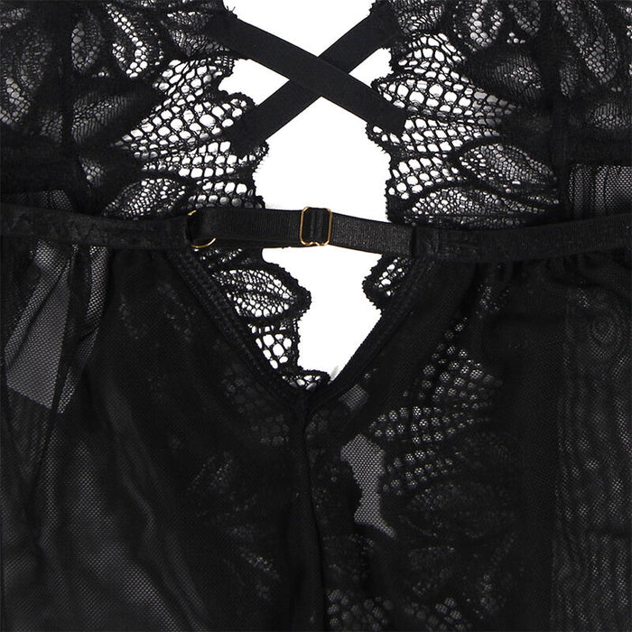 Subblime - Teddy Cuello Halter Espalda Descubierta Encaje Negro S/m