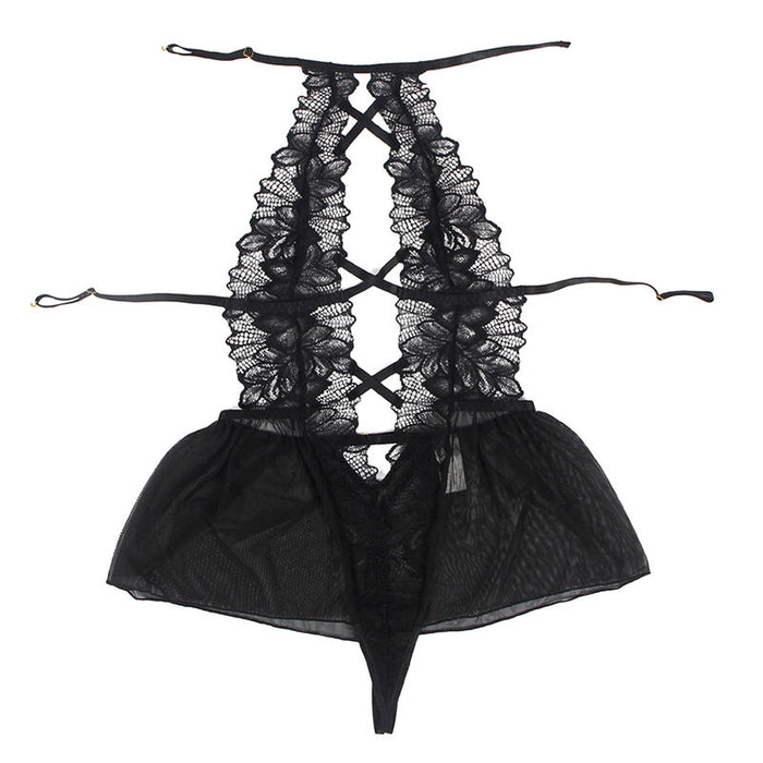 Subblime - Teddy Cuello Halter Espalda Descubierta Encaje Negro L/Xl