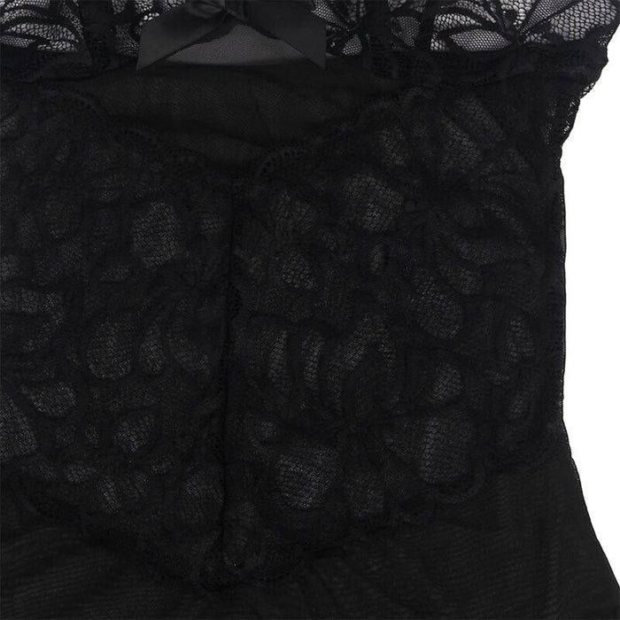 Subblime - Babydoll Con Tirantes Ajustables Y Estampado Floral De Encaje Transparente Negro L/Xl