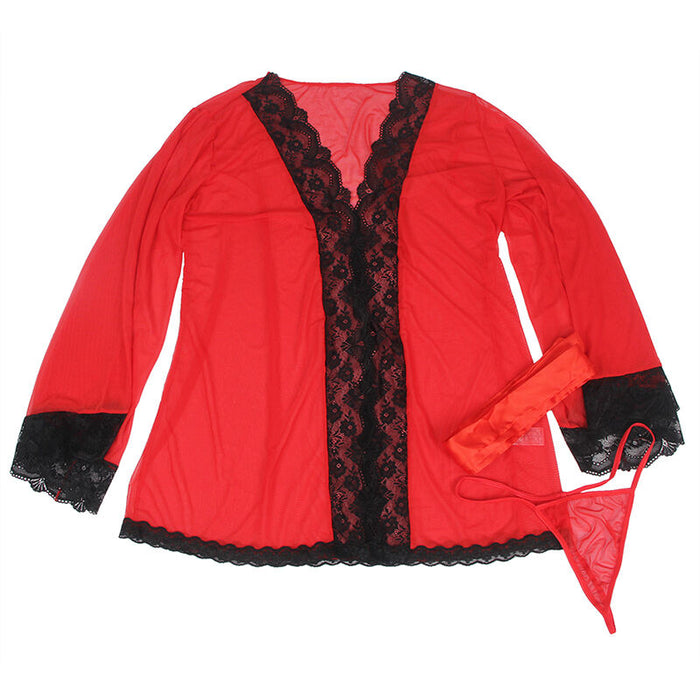 Subblime - Bata Tela Transparente Detalle Encaje Rojo S/m