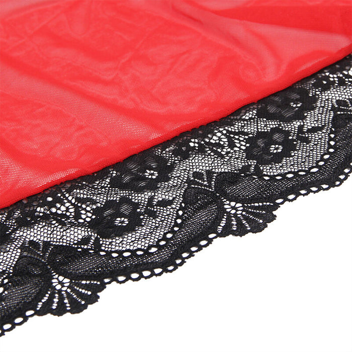 Subblime - Bata Tela Transparente Detalle Encaje Rojo S/M