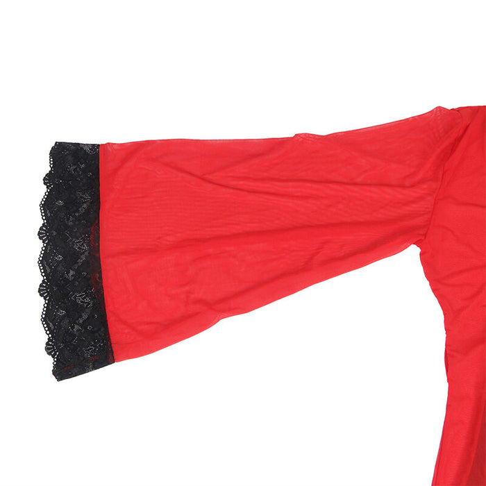 Subblime - Bata Tela Transparente Detalle Encaje Rojo S/M