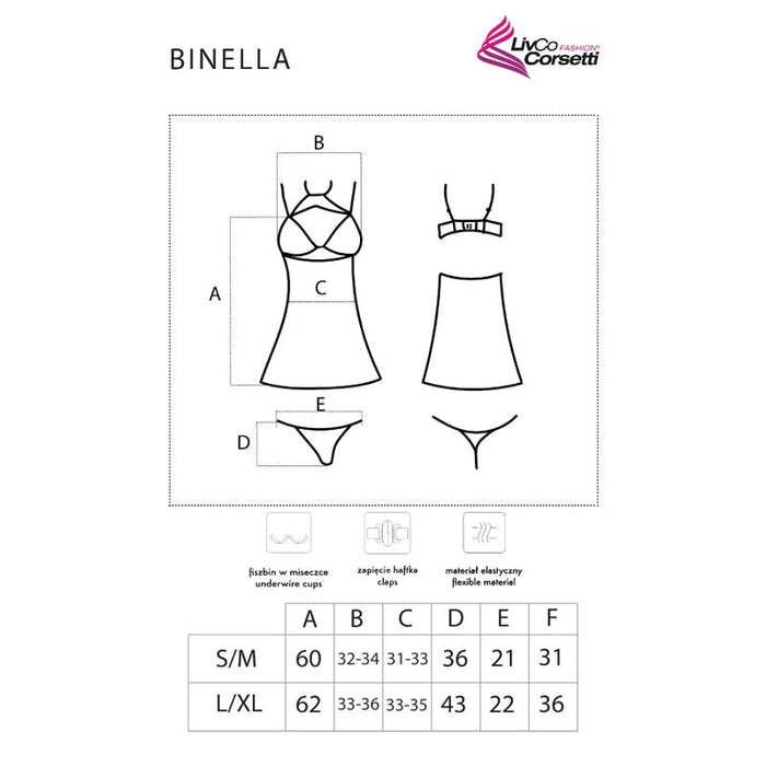 Livco Corsetti Fashion - Binella Set Babydoll + Tanga Negro L/Xl
