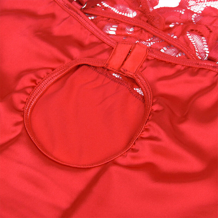 Subblime - Babydoll Satinado Con Encaje Rojo S/M