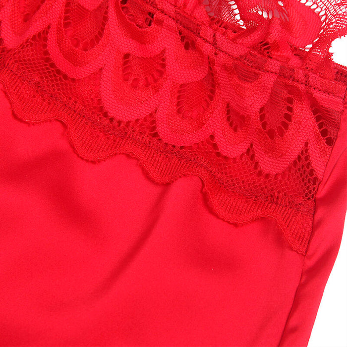 Subblime - Babydoll Satinado Con Encaje Rojo L/Xl