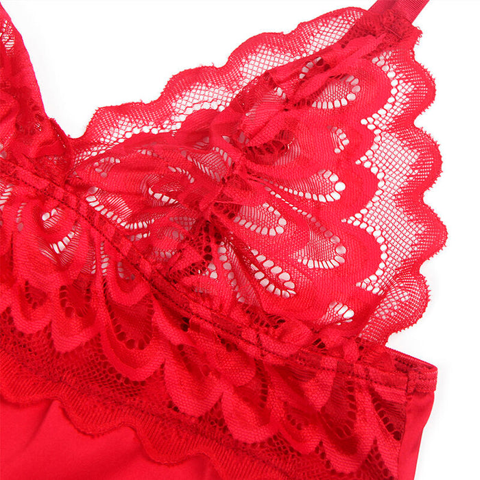 Subblime - Babydoll Satinado Con Encaje Rojo L/Xl