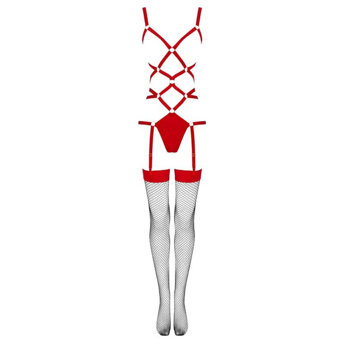 Livco Corsetti Fashion - Thiara Lc 20213 Set Body + Medias Roja L/xl