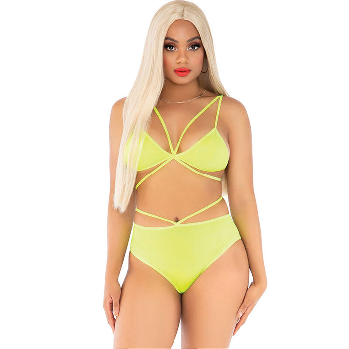 Leg Avenue - Top & Bragas Con Tirantes Amarillo