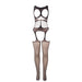 Subblime - 951900 Bodystocking Crotchless De Rejilla Con Copa Y Hombros Abiertos Negro Talla Única
