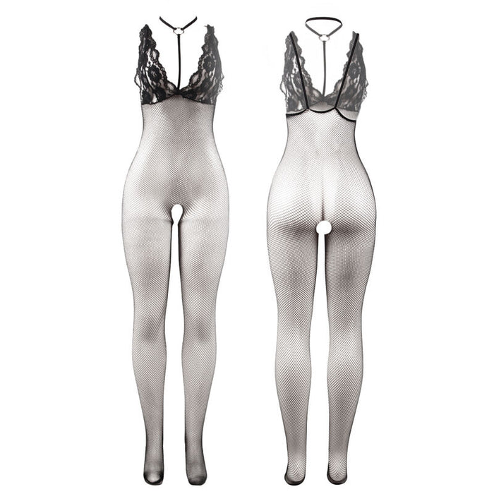 Subblime - 951993 Bodystocking Crotchless De Rejilla Transparente Negro Talla Única