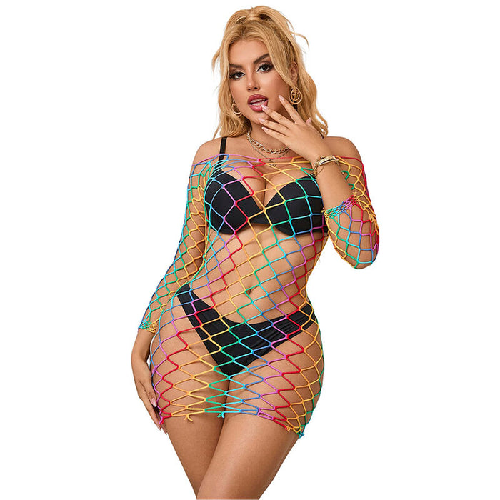 Subblime - 952426 Vestido De Rejilla Manga Larga Arcoiris Talla Única