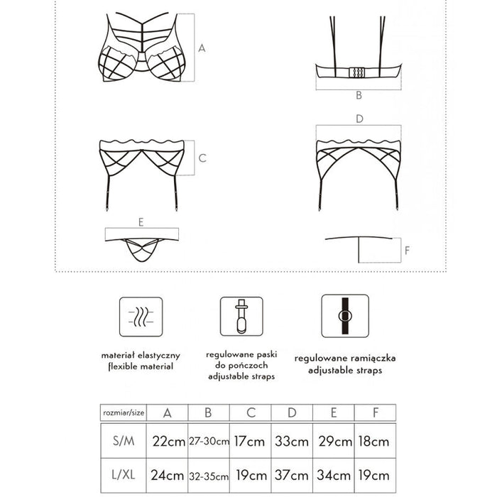 Livco Corsetti Fashion - Soledad Lc 20217 Sujetador + Panty + Liguero S/M