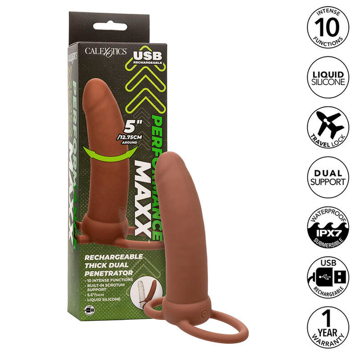 Calexotics - Maxx Doble Penetrador Grueso 10 Vibraciones Mulato